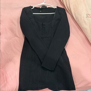 Zara Black Long Sleeve Midi Dress
